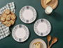 Hermia Juego de Platos para Postre Grey Lines, 6 Piezas, Gris y Blanco